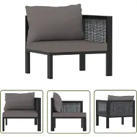The Living Store Canapé d'angle avec accoudoir gauche Poly rotin Anthracite