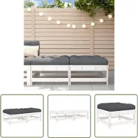 The Living Store Tabouret de jardin avec coussin 2 pcs. Blanc Pin massif