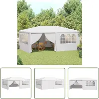 The Living Store Tente de réception professionnelle avec parois latérales 4×6 m Blanc 90 g/m