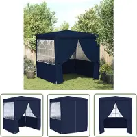 The Living Store Tente de réception professionnelle avec parois latérales 2,5x2,5 m Bleu 90 g/m