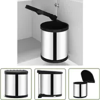 The Living Store Poubelle de cuisine encastrable inox 12 L