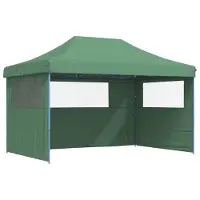 The Living Store Tente de réception pliable Pop-Up avec 3 panneaux latéraux Vert