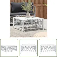 The Living Store Table de jardin blanche 70x70x34 cm Tissu