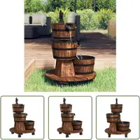 The Living Store Fontaine de jardin avec roulettes et pompe 55x55x80 cm Sapin massif