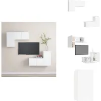 vidaXL Ensemble de meubles TV 4 pièces Blanc Matériau dérivé du bois - Meubles TV