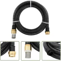 The Living Store Tuyau d'aspiration avec raccords en laiton Noir 1,1" 5 m PVC