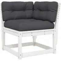 The Living Store Canapé d'angle de jardin avec coussin Blanc 73x73x78 cm Pin massif