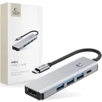 Tech-Protect Hb01 Adaptateur Hub 5In1 Type-C + Usb3.0 + Hdmi 4K 60Hz + Pd100W Gris Espace