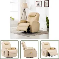 The Living Store Fauteuil à bascule de massage Simili-cuir crème