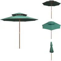 vidaXL Parasol double pont 270×270 cm mât bois vert - Parasols & ombrelles