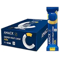 Amacx Fruit Chew Energy Bars Box Pineapple 38g 12 Units Bleu