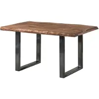 MASSIVMOEBEL24.DE MASSIVMOEBEL24 | Table à manger 160x90 en bois de Sheesham teinté brun mat pieds en U anthracite brillant FREEFORM 5