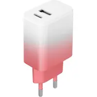 Setty Chargeur mural USB-C 20 W pour recharger les téléphones portables, blanc et rose, rapide