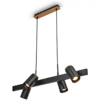 Briloner DUTA Suspension luminaire, orientable, douille GU10, à 4 ampoules, noir bois, 80 x 24,9 x 120 cm