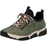 Bonprix Baskets basses 'Schnürschuh Damen 45973 54 Leder-Mix in grün' vert