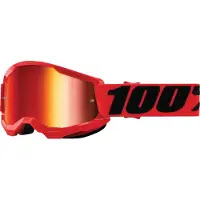 100% Strata 2 Youth Ski Goggles Rouge Red Mirror/CAT1 Enfants