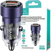Usams ad. Sam. C39 Usb+Usb-C 60Wfast Charge Fioletowy/Purple Cc208Cc02 (Us-Cc208)