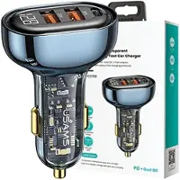 Usams ad. Sam. 2Xusb+1Xusb-C 125Wfast Charge Transparent Bleu Cc158Cc02 (Us-Cc158)