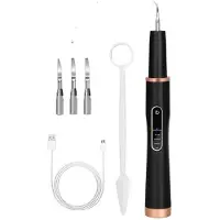 INF Nettoyeur de dents à ultrasons et 4 têtes de nettoyage Le noir