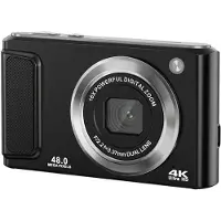 INF Appareil photo numérique 4K HD avec objectif avant et arrière et stabilisation Black