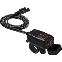 INF Chargeur rapide USB-C / USB pour voiture et moto Le noir