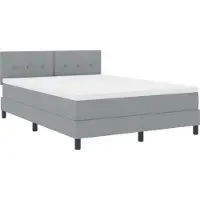 vidaXL Lit boxspring avec coussins, gris clair, 160 x 200 cm, tissu