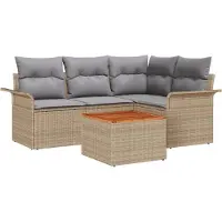 vidaXL Ensemble canapé de jardin 5 pièces beige et gris clair en polyrotin
