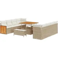 vidaXL Ensemble de canapés de jardin , beige et crème, 231 x 224 x 85 cm, en rotin synthétique