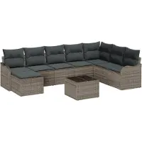 vidaXL Ensemble de canapé de jardin avec mémoire 9 pcs Gris Poly-Rotin