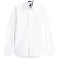 Tommy Hilfiger pour homme. DM0DM22026 Chemise en popeline avec logo brodé blanc (S), Casuel, Coton, Manche longue
