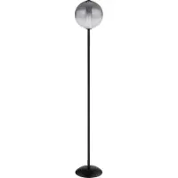 Globo Lampadaire LED, noir, boule en verre fumé, H 152 cm