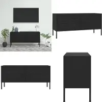 vidaXL Armoire TV noire 105x35x50 cm Acier - Armoire TV - Armoire Hi-Fi - Armoires Hi-Fi