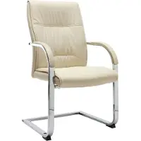vidaXL Chaise de bureau à piétement luge Crème similicuir - Chaise de bureau - Chaise - Chaises
