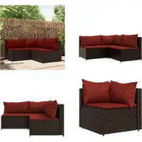 vidaXL 3 pcs. Garden Lounge Set with Coussins Braun Poly Rattan - Garden Lounge Set - Garden Lounge Sets - Outdoor Lounge Set - Lounge Set Terrasse