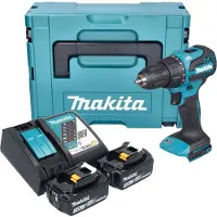 Makita Perceuse à percussion sans fil DHP 490 RFJ 18 V 65 Nm Brushless + 2 batteries 3,0 Ah + chargeur + Makpac