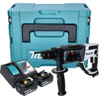 Makita Marteau perforateur sans fil DHR 202 RTJW 18 V 20 mm 2,0 J blanc + 2 batteries 5,0 Ah + chargeur + Makpac
