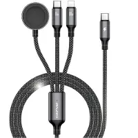 Awei Câble W23 3W1 Usb-C/Lightning/Watch100W/10W/2.5W Czarny/Noir