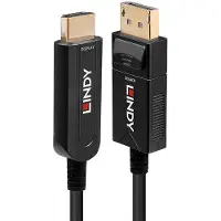 Lindy Hdmi/displayport 20 M Fiber Optic Cable Noir