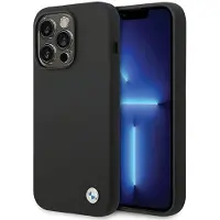 BMW BMHCP15LSILBK iPhone 15 Pro 6.1" czarny/black Silicone Metal Logo (Apple iPhone 15 Pro), Coque pour téléphone portable, Noir