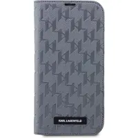 Karl Lagerfeld Klbkp14lsaklhpg Iphone 14 Pro 6.1 Book Srebrny Saffiano Monogram Phone Case Gris