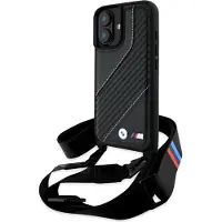 BMW Coque rigide M Edition à rayures carbone pour iPhone 16 6,1 pouces
