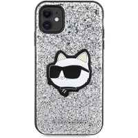 Karl Lagerfeld Coque argentée à paillettes Choupette pour iPhone 11