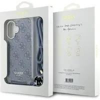 GUESS Crossbody Cord 4G Print Case with Lanyard pour Iphone 16 - Bleu
