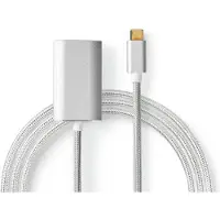 Nedis Adaptateur USB-C - USB 3.2 Gen 1 - USB-C mâle - sortie HDMI - 4K@60Hz - Power delivery - 2.00 m - rond - plaqué or - tressé / nylon - argent - emballage avec fenêtre transparente