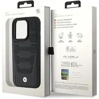 BMW BMHCP15X22RPSK iPhone 15 Pro Max 6.7" czarny/black Motif sièges en cuir (Apple iPhone 15 Pro Max), Coque pour téléphone portable, Noir