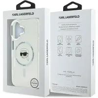 Karl Lagerfeld Coque rigide MagSafe blanche pour iPhone 16 Plus