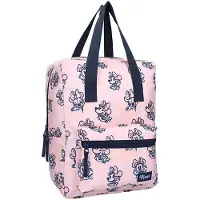 Vadobag Minnie Mouse Sac à dos scolaire rose avec poche frontale et fermeture éclair pour enfants