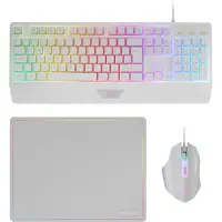 Mars Gaming MCP124W, Câble, USB, Clavier à membrane, QWERTY, LED RGB, Blanc