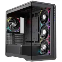 Einarex EXCS-ZM-800R-B, Midi Tower, PC, Noir, ATX, Micro ATX, Mini-ITX, Verre trempé, Gaming