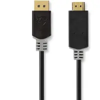 Nedis Displayport cable - DisplayPort mâle - HDMI mâle - 4K@30Hz - plaqué or - 3,00 m - rond - PVC - anthracite - boîte
